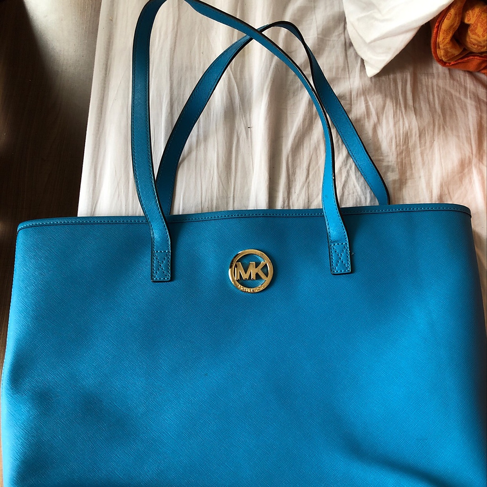 bright blue michael kors bag